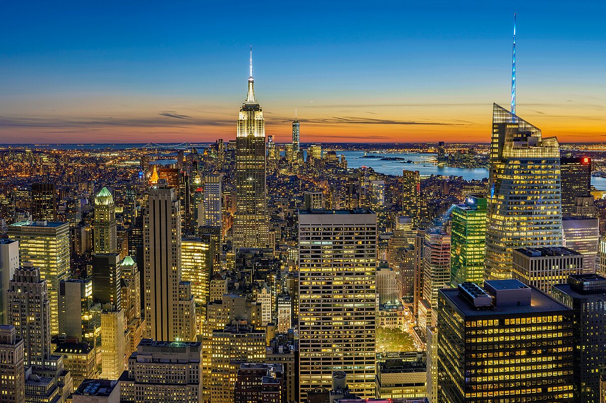 New York City skyline at sunset